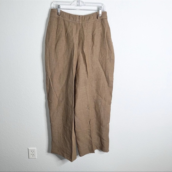 Banana Republic Minna Wide Leg Pants Womens 14 100% Linen Tan Brown T - Picture 5 of 10